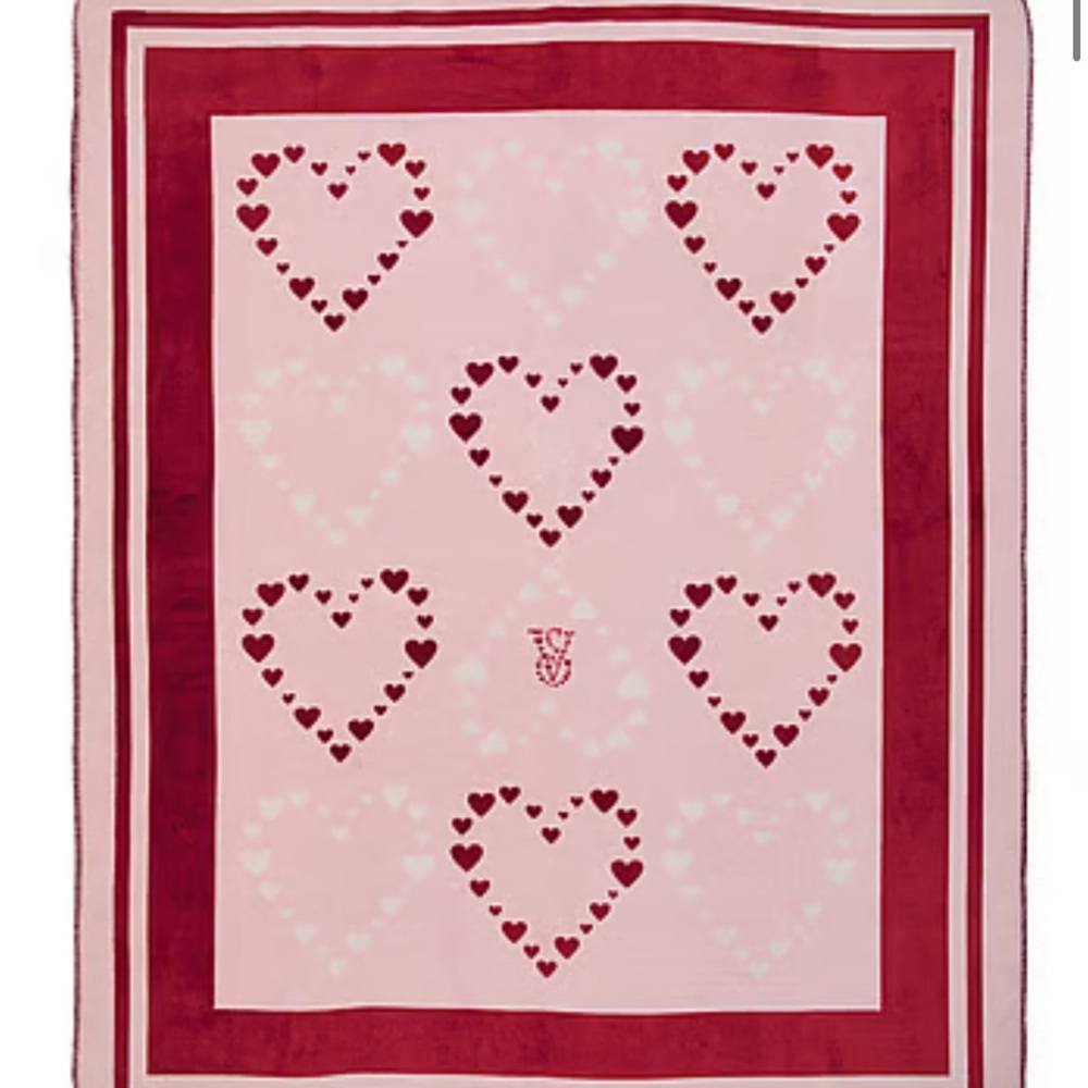 Victoria's Secret Pink and Red Heart Blanket brand new